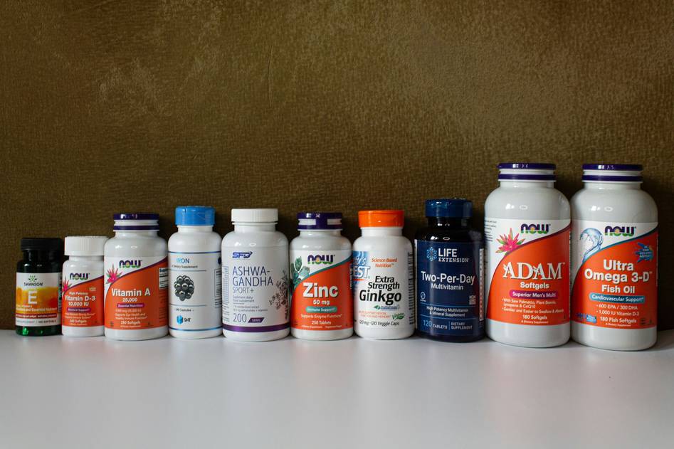 Assortment of natural prenatal supplement capsules